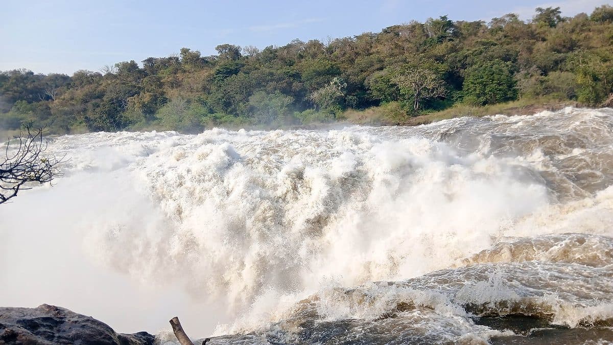 The Victoria Nile forcing through a narrow gorge at Murchison Falls
